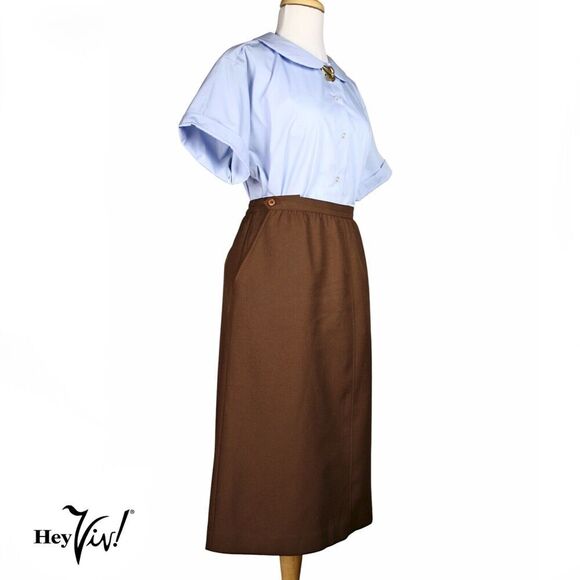 Vintage Haberdashery Skirt Cocoa Brown Side Pockets Union Tag Sz L W36 - Hey Viv - Picture 2 of 7